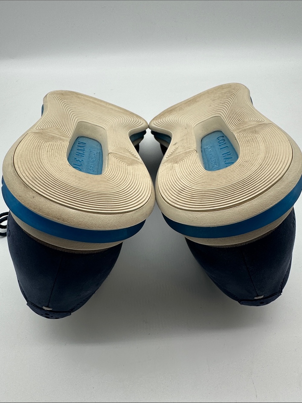Cole Haan Original Grand Navy Nubuck Wingtip Oxfords with Blue Sole Accents - Picture 8 of 9